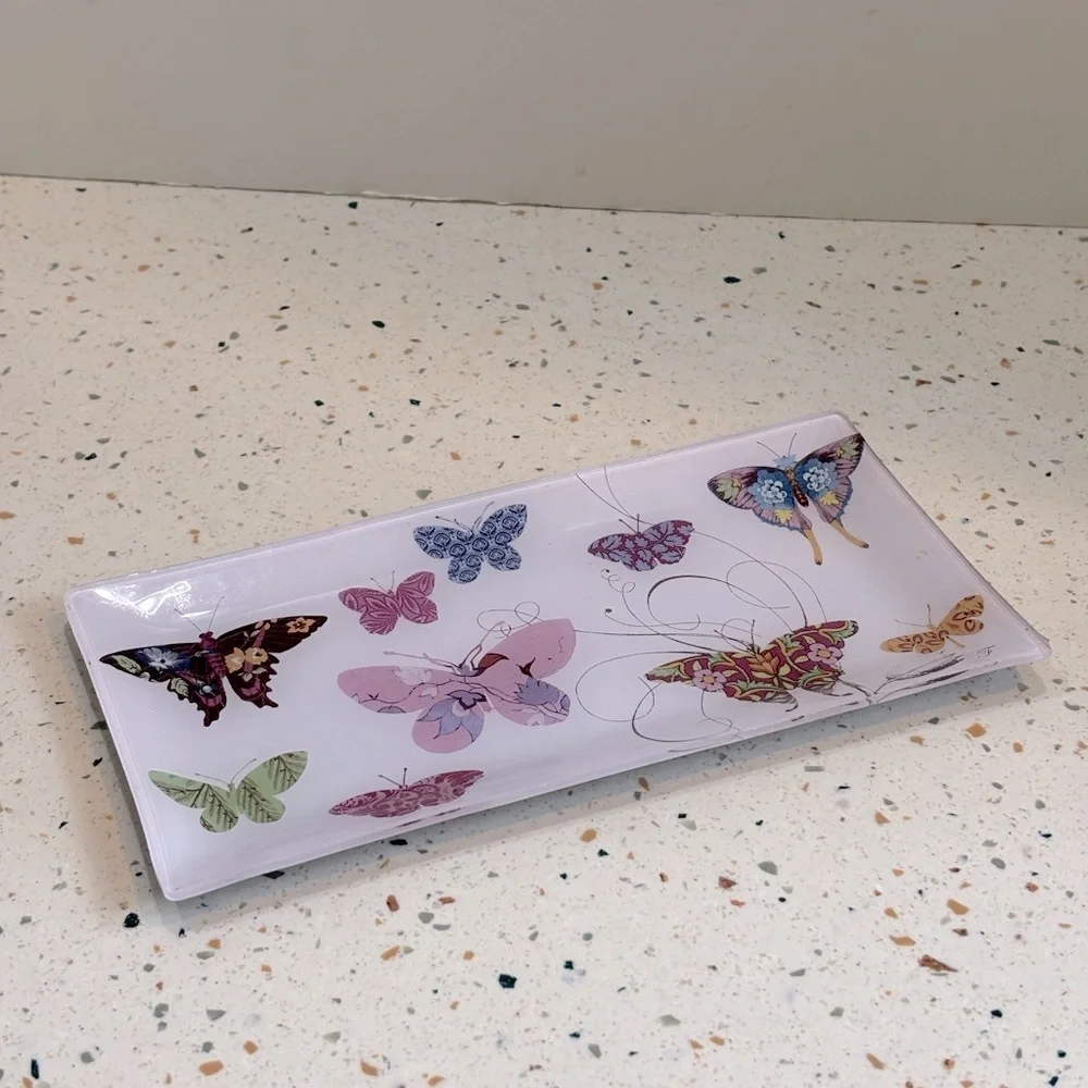 Fringe Studio Elegant‎ Glass Butterfly Tray